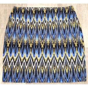 J Jill Wearever L Smooth Fit Multicolor Zig Zag Pencil Skirt Business Secretary